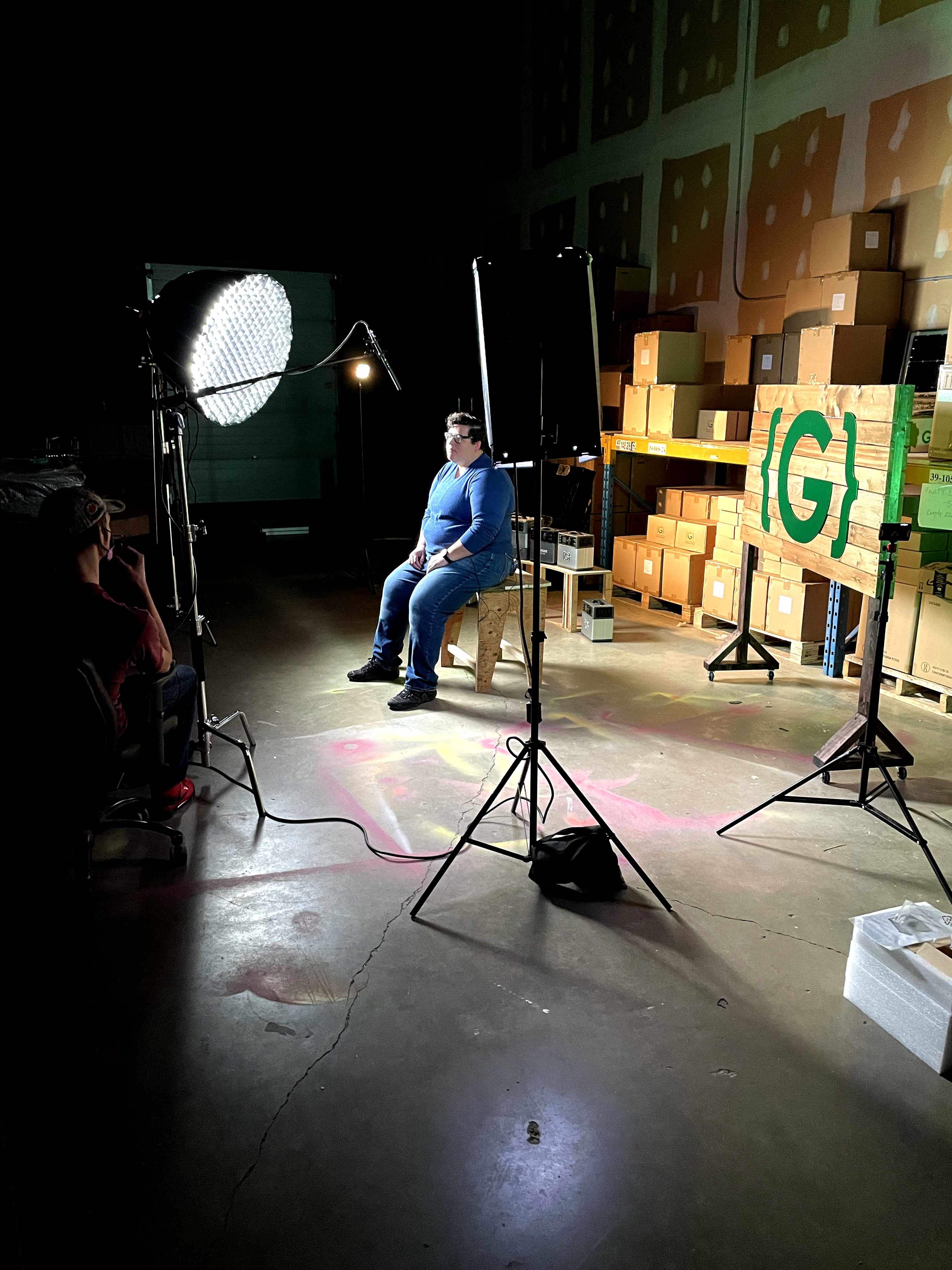 Behind the scenes of an Integra Films interview shoot