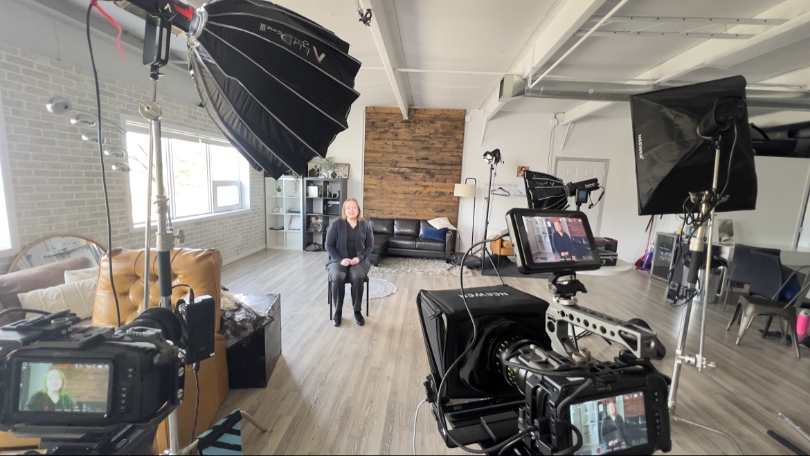 Behind the scenes of an Integra Films interview shoot